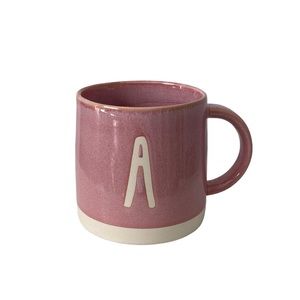 Spring Summer Chic Monogram Initial‎ A Stoneware Coffee Mug Pink